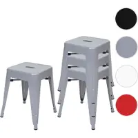 Mendler 4er-Set Hocker HWC-A73, Metallhocker Sitzhocker, Metall Industriedesign stapelbar ~ grau