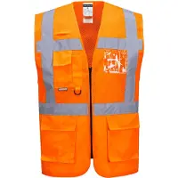 Portwest Warnweste Madrid Exekutiv Mesh C496, orange, Erwachsenenweste, DIN EN 20471, Gr. L