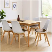 HTI Esszimmerstuhl Samt 4er Set Atlanta Weiß/Braun