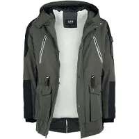 E.M.P. Merchandising Handelsgesellschaft Black Premium by EMP Herren olivfarbene Winterjacke mit Kunstfellkragen S