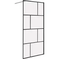 Beliani Duschwand Schwarz Sicherheitsglas u. Aluminium 195 cm Hoch 90 cm Breit mit Wandprofil ohne Tür Modern Klarglas Walk-In Dusche für Badezimmer