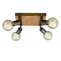 Briloner Spotleuchte dreh- und schwenkbar 4x E27 Metall-Holz Gunmetal