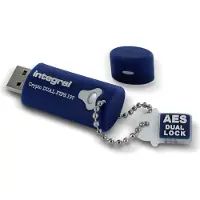 Integral 16GB Crypto Dual FIPS 197 Encrypted USB 3.0, 16 GB, USB Typ-A, 3.2 Gen 1 (3.1 Gen 1), 140 MB/s, Kappe, Blau