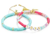 Yokoamii 2er-Set: Armbänder in Türkis/ Pink | Gr.: onesize