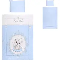 Lorelli Kinderbettwäsche 3-teilig, Decke 140 x 95 Kissen 43 x 35 Laken 150 x 100 blau Bär