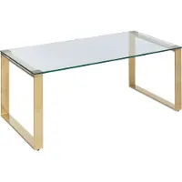 Beliani Couchtisch Transparente Glasplatte Gold Edelstahlrahmen 50 x 40 cm Modernes Wohnzimmer Schlafzimmer Flur