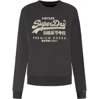 Superdry für Damen. W2012399A Sweatshirt Verschönertes Vintage Logo schwarz (S), Lässig, Baumwolle
