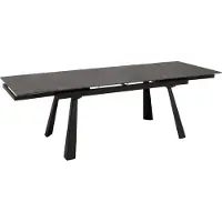 Mendler Esszimmertisch MCW-O59, Esstisch Ausziehtisch, Sinterstein Metall ausziehbar 160-242x91cm Marmor-Optik grau