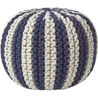 Homescapes STRICKPOUF rund, marine-creme gestreift, 40/40/35 cm