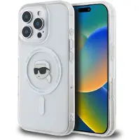 Karl Lagerfeld KLHMP16LHLSKIH iPhone 16 Pro 6.3" biały/white hardcase IML Metal Karl Head MagSafe