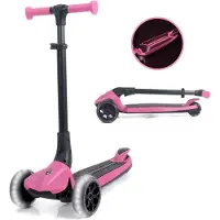 Vrooomy Lamborghini Kinderroller Klappbar (3–6 Jahre) – Offiziell Lizenziert, mit LED Rädern, 3-Rad-System & höhenverstellbarem Lenker – Kinder Scooter Rosa