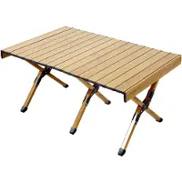 JAWINIO Campingtisch Klappbar Falttisch Tragbar Aluminium Holzoptik
