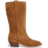 Alpe für Damen. 554611 Braune Leder-Westernstiefel (41), 1 bis 3 cm, Reißverschluss, Lässig