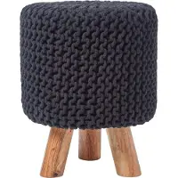 Homescapes STRICK-HOCKER schwarz, Dreibein 32/32/42 cm