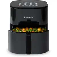 Kitchenbrothers Airfryer XL - 5L - 2000W - Heißluftfritteuse - Duale Heizung - 80ºC bis 200ºC - 8 Kochprogramme - Schwarz
