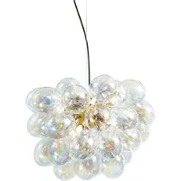 QAZQA - Art Deco Art-Deco-Hängelampe I Pendellampe I Pendelleuchte Gold I Messing mit Regenbogen-Glas 50cm 8-flammig - Uvas I Wohnzimmer I Schlafzimmer - Stahl Kugel I Kugelförmig - LED geeignet G9