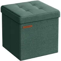 Songmics Klappbarer Sitzhocker mit Stauraum 30 x 30 cm vintagegrün LSF028C01