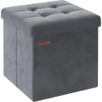 Songmics Sitzbank mit Stauraum aus Samt schiefergrau LSF227G01