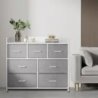Songmics Kommode, Schrank, 7 Stoffschubladen mit Griffen LTSB35523L10