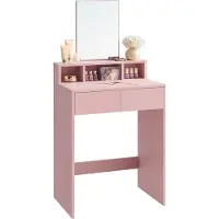 Vasagle Schminktisch mit Spiegel und 2 Schubladen pastellrosa RDT103R01
