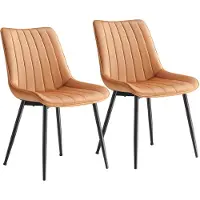 Songmics Esszimmerstuhl 2er Set karamellbraun-tintenschwarz LDC090K01