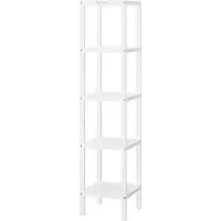 Songmics Badezimmerregal, Badezimmerregal, Küchenregal, Schuhregal mit 5 Ebenen, stehendes Bambusregal, 33 x 33 x 146 cm, für Badezimmer, Wohnzimmer, Flur, Küche, Wolkenweiß BCB055W01