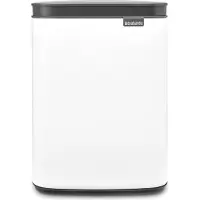 Brabantia Bo Waste Bin, 4 l, Rechteckig, Stahl, Schwarz, Weiß, Stahl, Manuell