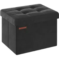 Songmics Sitzbank mit Stauraum aus Samt mit Deckel tintenschwarz LSF200B01