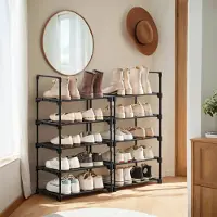 Songmics Schuhregal mit 10 Ebenen, offener Schuhschrank hoch, Schuhständer schmal LSAB3525BK