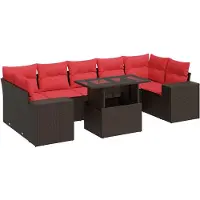 vidaXL 8-tlg. Garten-Sofagarnitur mit Kissen Braun Poly Rattan Akazie