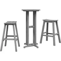 vidaXL Garten Bar Set 3 Stk. Hellgrau HDPE