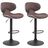 CLP 2er Set Barhocker Las Vegas V2 Stoff mit Fußstütze braun Gestell Farbe schwarz