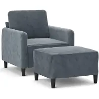 vidaXL Sessel mit Hocker Dunkelgrau 60 cm Samt