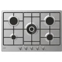 Candy Classic CHW74WTX, Edelstahl, Integriert, 75 cm, Gaskochfeld, Edelstahl, 5 Zone(n)