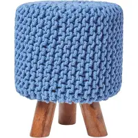Homescapes STRICK-HOCKER blau, Dreibein 32/32/42 cm