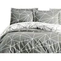 L'essentiel Maison , Metaverse, Ranforce King-Size-Bettbezug-Set (FR), Grau, 100 % BAUMWOLLE RANFORCE, 240 x 220 cm