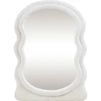 En.casa Wandspiegel Brummen mit Teddystoff-Rahmen 80x60 cm Weiss