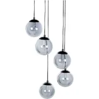 Beliani Hängeleuchte Schwarz und Grau Rauchglas 5 Schirme Kugelform mit Langen Kabeln 5-Flammig Modern Gamourös für Esstisch Wohnzimmer Flur Wohnküche