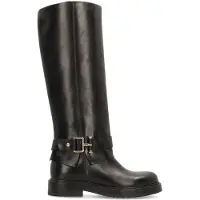 No Stress Schwarze Lederstiefel mit Schnalle | Größe 42