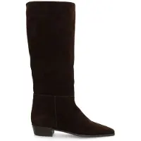 Manfield Dunkelbraune Veloursleder-Stiefel | Größe 42