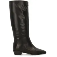 Manfield Schwarze Lederstiefel | Größe 38