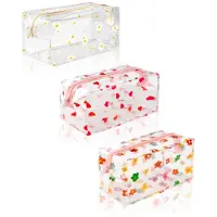 OEM 3er Set transparente Münzhalter, wasserdicht, große kosmetische Tüten, PVC Etui, Reißverschluss-Case für Schüler, Lehrer, Büro und Schule
