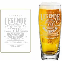 Luxentu Bierglas "Willi Becher Bierglas mit Gravur Legende seit 70 Jahren 0,5 l transparent"