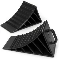 Wiltec 2x Unterlegkeile 17,7x8,9x9cm Bremskeil 2t HDPE Anhänger Wohnmobil Keil