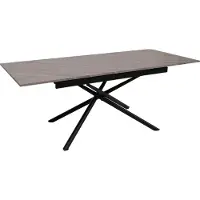 Mendler Esszimmertisch MCW-O57, Ausziehtisch Esstisch, Eisen MDF ausziehbar 160-200x90cm Marmor-Optik grau