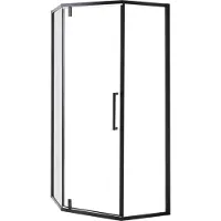 Beliani Duschkabine Schwarz Sicherheitsglas u. Aluminiumprofile 90x90 cm Fünfeck 190 cm Hoch mit 1 Pendeltür Klarglas Modern Duschabtrennung