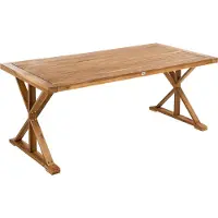 Beliani Gartentisch Braun Akazienholz 180x90 cm Rechteckig für 6 Personen X-Holzbeine Rustikaler Stil Terrasse Outdoor Esstisch Holztisch