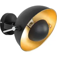 Beliani Wandleuchte Schwarz und Gold Metall verstallbarer Schirm Glockenförmig Industrie Look