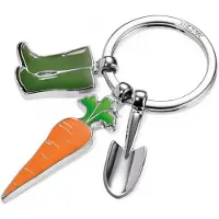 Troika Garten Glücksbringer Laufschuh, Gartenmäher, Wurzel - Geschenk für Hobbygärtner - Hochwertig Chromiertes Metallguss und Emaille - Grün, Orange