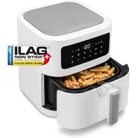 Medion E40 XL Heißluftfritteuse (5,2 Liter, Airfryer, 2.150 Watt, 9 Automatikprogramme, Backfunktion, ölfreies Frittieren, Touch Bedienfeld, LED Anzeige, MD 11740) schwarz